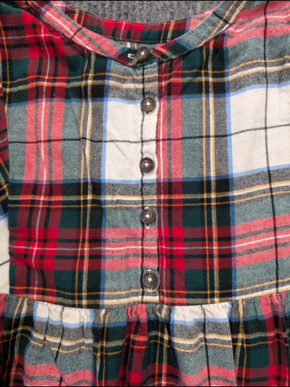 Old Navy Red and Green Plaid Button-Front Shirt Dress
